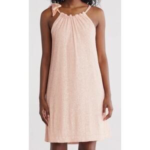 Trina Turk Pink Daria Sequin Shift Halter Mini Dress with Bow Accent Size XL